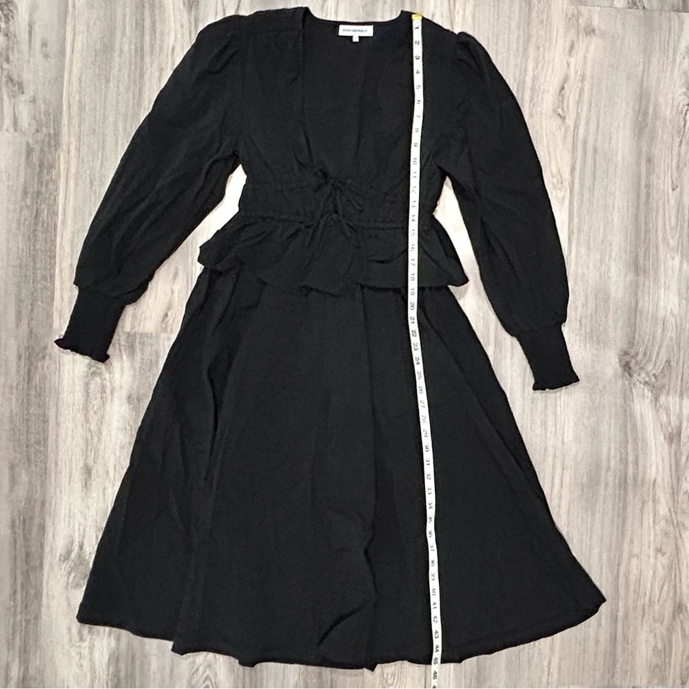 WeWoreWhat Plunging V Neck Long Sleeve Peasant Midi Dress Black Size M - Picture 3 of 10